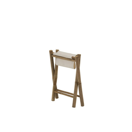 Tabouret pliable en bambou naturel et textile blanc