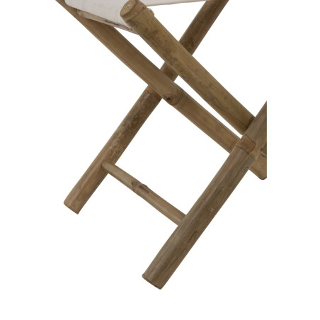 Tabouret pliable en bambou naturel et textile blanc