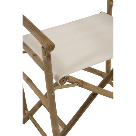 Chaise régisseur bambou naturel et textile blanc