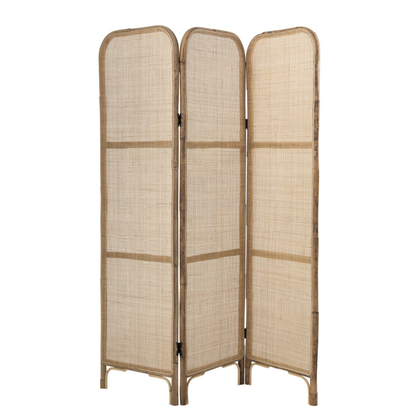 Paravent 3 panneaux en rotin et bambou tressé naturel