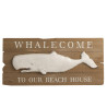 Panneau décorative marin baleine en bois naturel et métal blanc