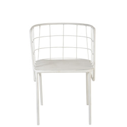 Chaise moderne métal grillagé blanc Cuve