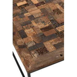 Table basse carré bois recyclé naturel Mosaïque