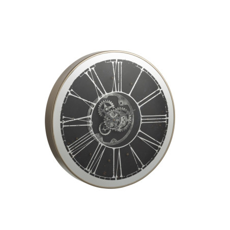 Horloge ronde design à leds miroir argent et champagne