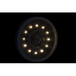 Horloge ronde design à leds miroir argent et champagne