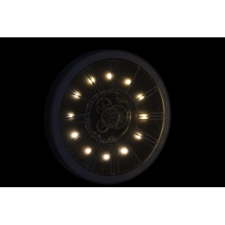 Horloge ronde design à leds miroir argent et champagne