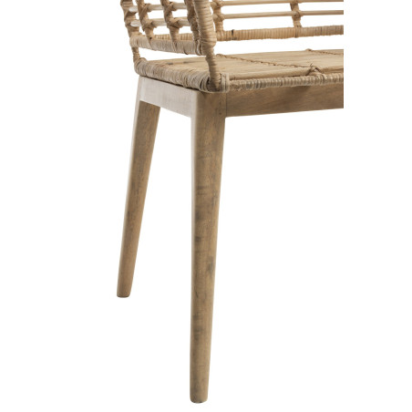 Chaise en bois de manguier et rotin naturel Nany