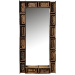 Grand miroir coloniale en bois recyclé marron Bacs