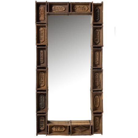 Grand miroir coloniale en bois recyclé marron Bacs