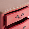 Chevet romantique 3 tiroirs en bois patiné rouge antique