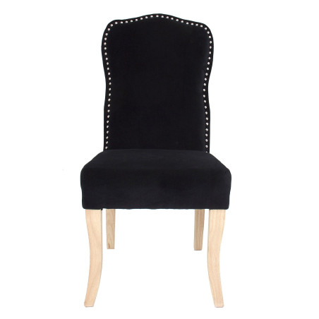 Chaise chic en velours noir finition cloutée