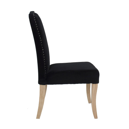 Chaise chic en velours noir finition cloutée