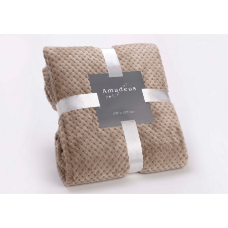 Plaid Damier ultra doux beige Amadeus