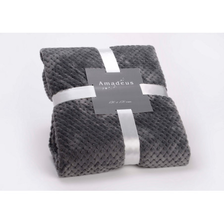 Plaid Damier ultra doux gris anthracite Amadeus