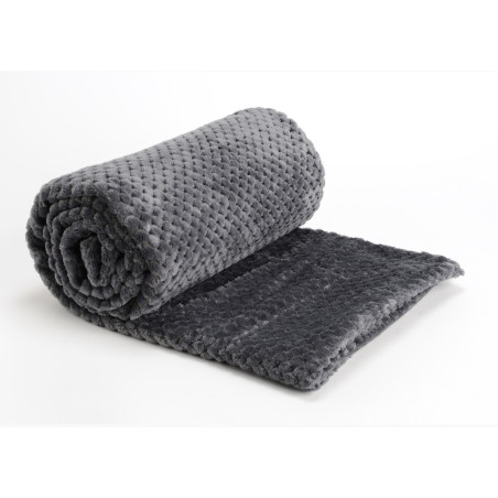 Plaid Damier ultra doux gris anthracite Amadeus