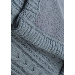 plaid en laine tricot mouton bleu 130 x 170 cm