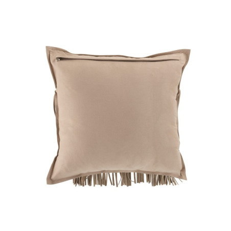 Coussin Franges en cuir beige J-Line