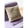 Coussin Franges en cuir beige J-Line