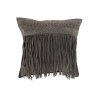 Coussin Franges en cuir gris J-Line