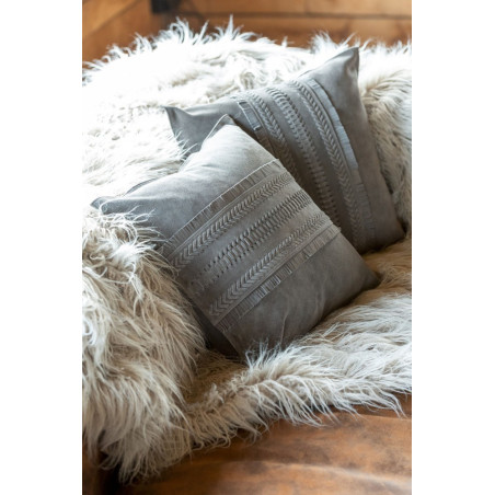 Coussin Décor en cuir gris J-Line