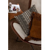 Coussin Franges en cuir cognac J-Line