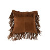 Coussin Franges en cuir cognac J-Line