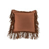 Coussin Franges en cuir cognac J-Line