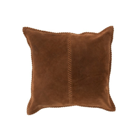 Coussin Point en cuir cognac J-Line