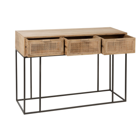 Console en bois de Manguier et rotin J-Line