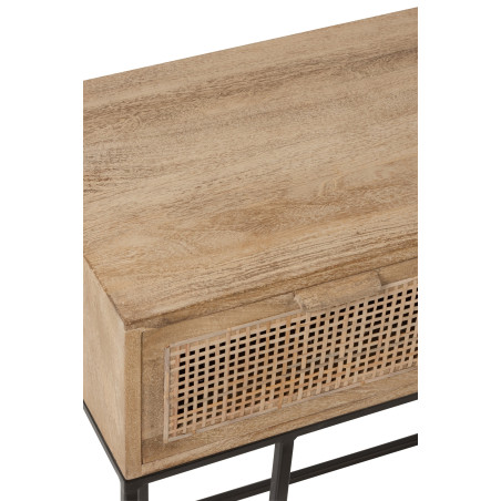 Console en bois de Manguier et rotin J-Line