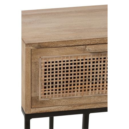 Console en bois de Manguier et rotin J-Line