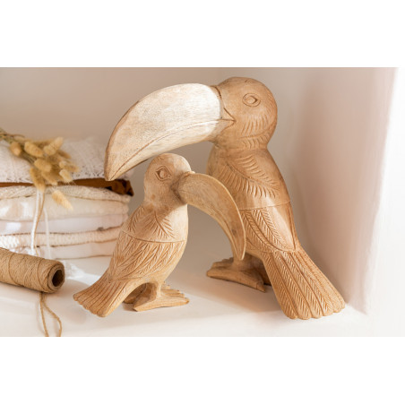 Statuette Toucan en bois naturel