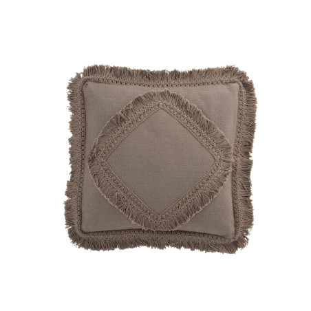 Coussin taupe à franges  J-line