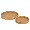 Ensemble de 2 plateaux rond rotin naturel