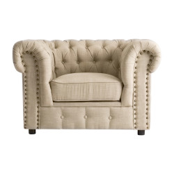 Fauteuil Chesterfield beige...
