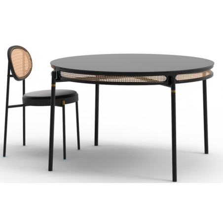 Table à dînerDesign Spike  bois cerclé rotin