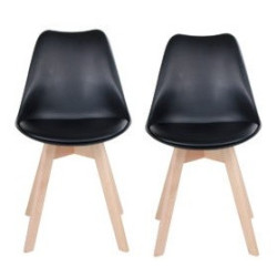 Ensemble de 2 chaises en cuir noir Molde