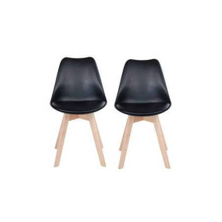 Ensemble de 2 chaises en cuir noir Molde