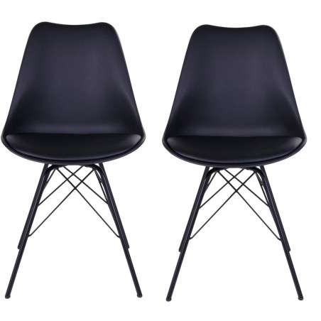 Ensemble de 2 chaises en cuir noir Oslo