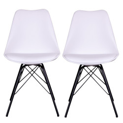 Ensemble de 2 chaises en cuir blanc Oslo