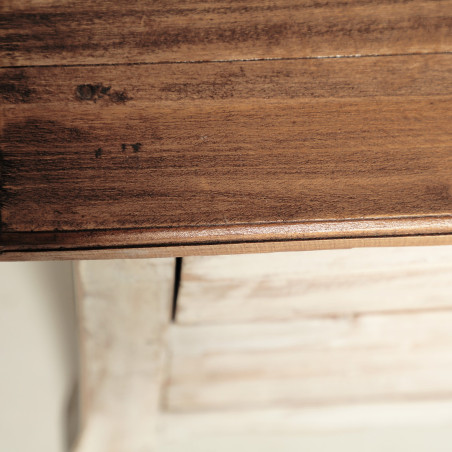 Table de chevet en bois d'acajou et blanc patiné Vical Home