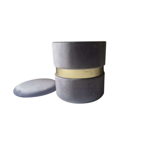 Pouf-coffre velours gris