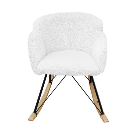 Rocking chair design Rhapsody tissu blanc effet laine bouclée