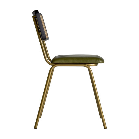 Chaise Almstock Morton en cuir matelassé vert Vical Home