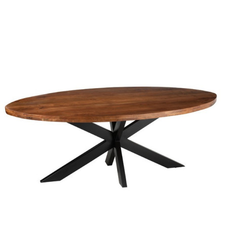 Table à dîner ovale en bois d'acacia naturel