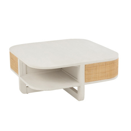 Table basse blanche et cannage Kate