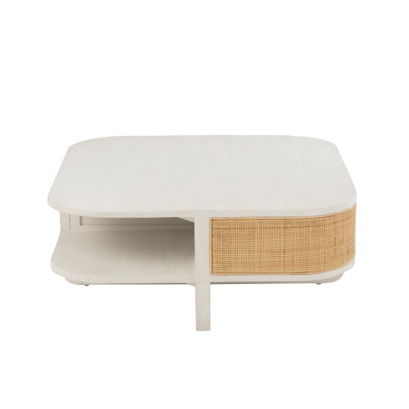 Table basse blanche et cannage Kate