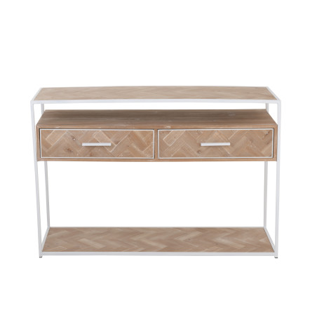 Console 2 tiroirs en bois Chevron