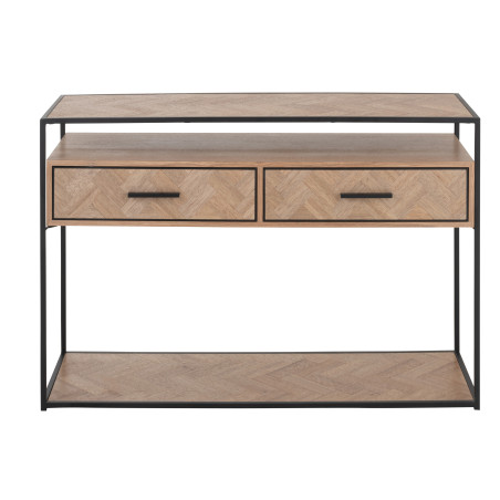 Console industrielle 2 tiroirs en bois Chevron