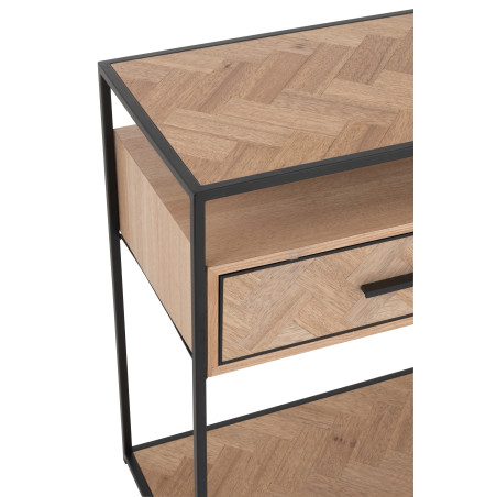 Console industrielle 2 tiroirs en bois Chevron